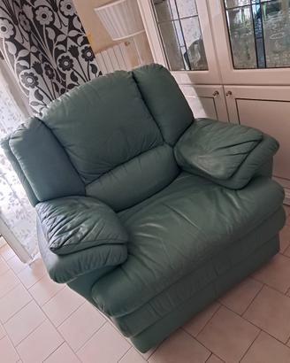poltrona verde vera pelle anche basculante