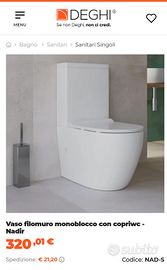 WC Vaso in ceramica filo muro