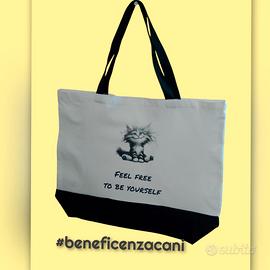Borsa tote con stampa Feel free to be yourself