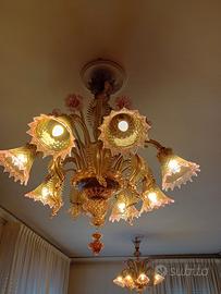 SPLENDIDA COPPIA DI LAMPADARI in vetro di Murano