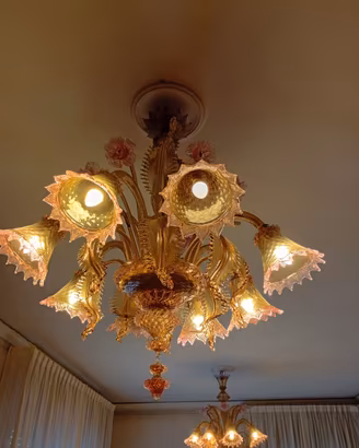 SPLENDIDA COPPIA DI LAMPADARI in vetro di Murano