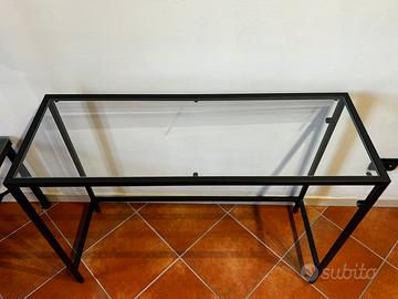 Tavolino cristallo ferro nero tv