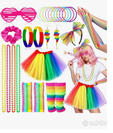 Accessori Costume Anni 80/90 Donna Neon – Set Comp