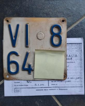 Targa e visura vespa lambretta moto epoca