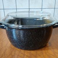 Pentola Friggitrice Smaltata Coperchio Vetro 27 cm