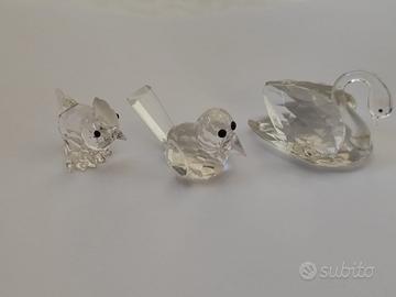 Set 3 statuine a forma di uccello in cristallo