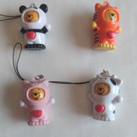 CHARMS PORTACHIAVI 4 Orsetti con Faccine Ruotabili