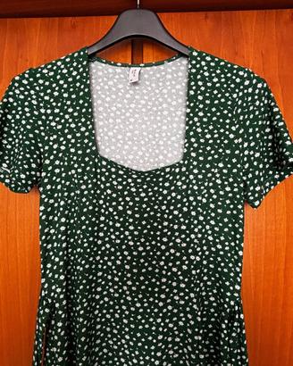 Vestito verde fiori Piazza Italia taglia M