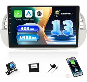 Autoradio Android 13 4+64G 9" HD Fiat 500 2007-15