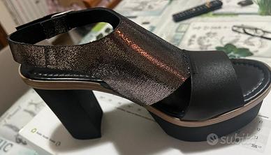 Scarpe aperte nero/bronzo A. Toscani tacco o 10cm
