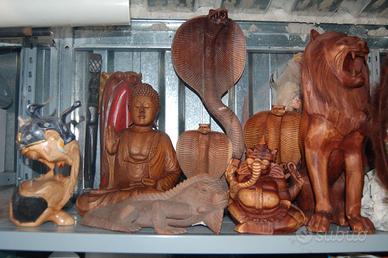 Sculture indiane in legno di teak