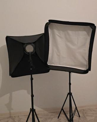Coppia di soft box 60x60 con stativi