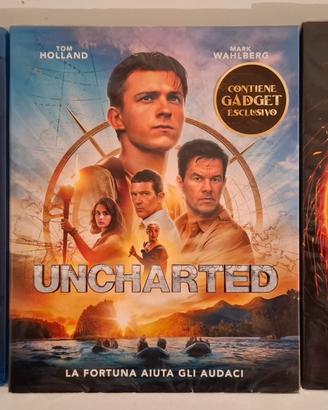 3 BLU-RAY NUOVI JURASSIC UNCHARTED SPIDERMAN