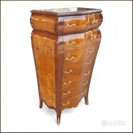 Cassettiera bombata in radica di pioppo