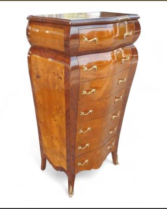 Cassettiera bombata in radica di pioppo