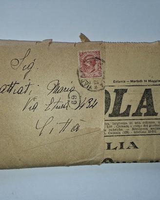 giornale d'epoca spedito con francobollo Regno 