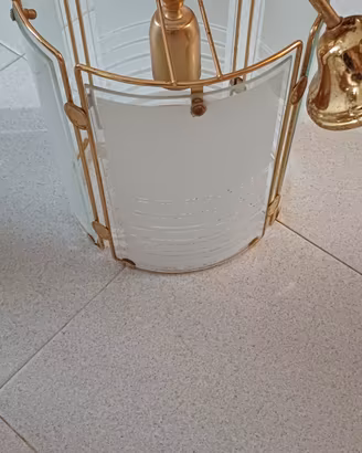 Lampadario ottone e vetro satinato anni 70/80