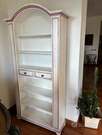 Libreria Shabby scic panna e lilla-nuova