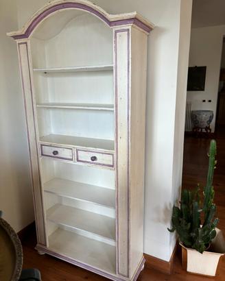 Libreria Shabby scic panna e lilla-nuova