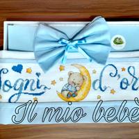 lenzuolino neonato ricamato a mano orsetto luna 