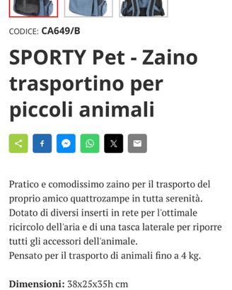 Zaino trasporto animali Camon