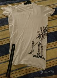 T-shirt lunga Dsquared2 punk con zip originale