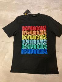 Dsquared2 T-Shirt – Nera con Logo Multicolore