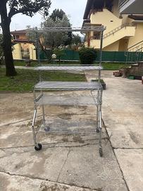 Scaffale Mobile Porta PC su Ruote Metallo Cromato