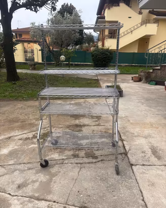 Scaffale Mobile Porta PC su Ruote Metallo Cromato