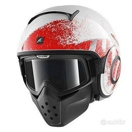 Casco Shark Raw grafica Outcast bianco, rosso e ar