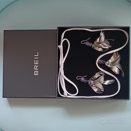 BREIL Parure Leaves orecchini e collana acciaio/am