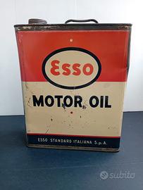 Latta serigrafata vintage di olio motore Esso