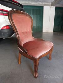 poltrona in velluto rosa antico