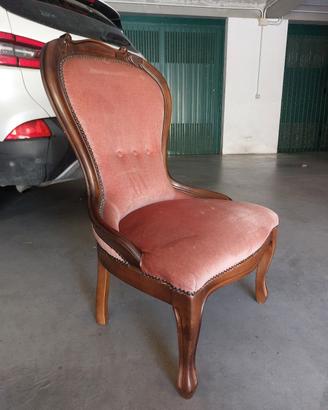 poltrona in velluto rosa antico
