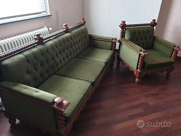 Divano con poltrone anni 70 stile inglese 