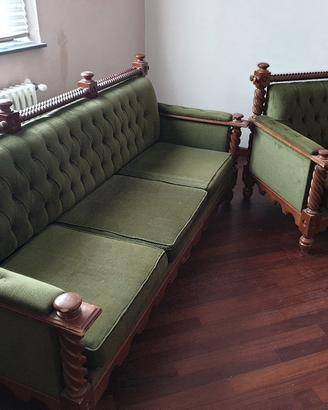 Divano con poltrone anni 70 stile inglese 