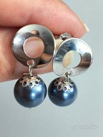 orecchini argento con perle di kobe