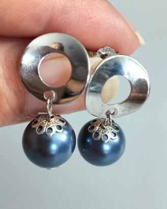 orecchini argento con perle di kobe