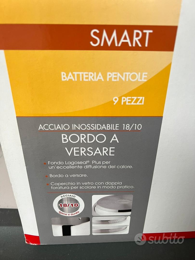 Lagostina Smart - Set Batteria Pentole 9 pz, Acciaio 18/10, Triplo