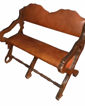 Panchetta 2 Posti In Pelle - Legno