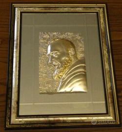 Quadro di Padre Pio con lastra in argento su vetro