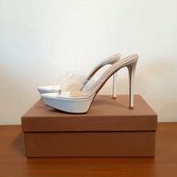 Sandali, tacco, pelle, bianco, Gianvito Rossi 40,5