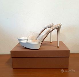 Sandali, tacco, pelle, bianco, Gianvito Rossi 40,5