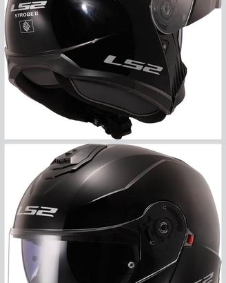 LS2, Casco Moto Modulare STROBE || Gloss Black, M