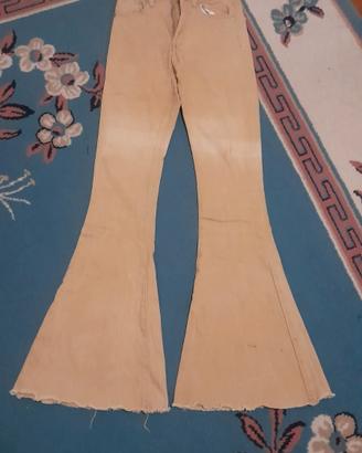 Pantaloni a zampa color sabbia/cammello - Vintage
