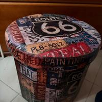 Pouf Rotondo Pieghevole Ecopelle Multicolore