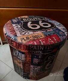 Pouf Rotondo Pieghevole Ecopelle Multicolore