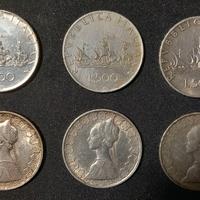 Sei Monete in argento da 500 Lire