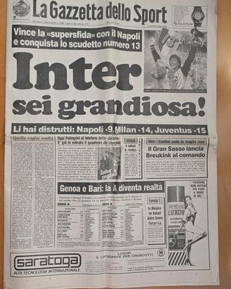 La Gazzetta dello Sport  Originale 29/5/89 Inter. 