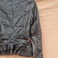 Giacca Ecopelle Nera con Balza - Taglia S